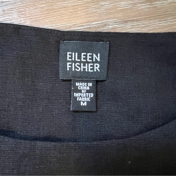 Eileen Fisher Black Irish Linen Sleeveless Dress Women’s medium - Picture 4 of 9